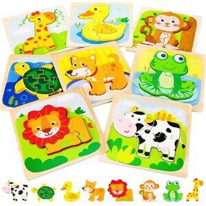 Wooden Puzzles for Toddlers 1-3, Animals Toddler Puzzles 1-3,Puzzles for Toddler